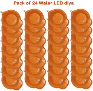 ZURU BUNCH 24PK Diwali light battery Operated Smokeless Water Sensor Led Diya Plastic (Pack of 24) Table Diya Set