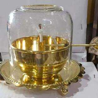 SMDE Akhand Jyot with Adjustable Bati Knob Wick Lifting Screw Lever High Quality Brass Table Diya
