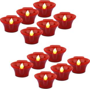 Triangle Ant 12 Pcs LED Light Water Sensor Diya No electricity is required.Diya Plastic (Pack of 12) Table Diya