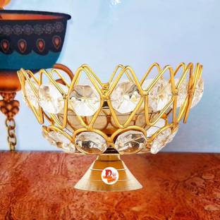 DARIDRA BHANJAN Brass Akhand Diya, Diamond Crystal Deepak, Dia, Akhand Jyot, Crystal Table Diya Brass Table Diya