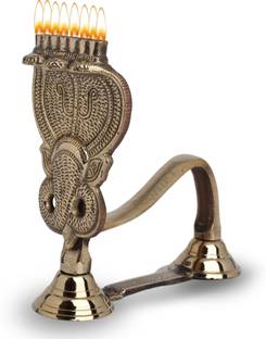 POSHIFY Naag Diya Aarti - Serpent-Shaped Puja Aarti Brass Table Diya