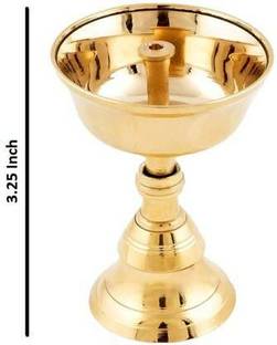 TORPPEZA Pure Brass Akhand Pyali Diya with Stand for Home Office Temple Decor & Gifting Brass Table Diya Set