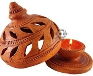 QWGPT MITTI diwali diyas/decorative diya OIL LAMP WITH DHAKAN Ceramic Table Diya