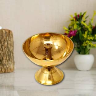 sanskaari Brass Diya/Pital Jyot Diva/Pooja Deepak/Puja Deep Brass Table Diya Brass Table Diya