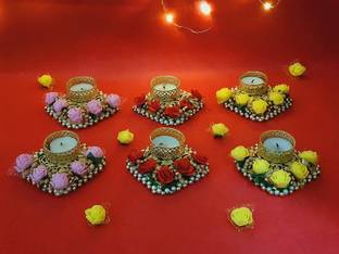 GIFT JAIPUR Gold Plated (Pack of 6) Table Diya Set