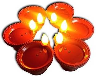 कृष्णा Water Sensor LED Diya set of Flameless, Smokeless Water Sensor Diwali Diya Light प्लास्टिक (6 का पैक) टेबल दीया सेट