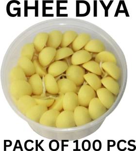 IND AGARBATTI STORE IND Ghee diya Batti | Cow ghee diya 100pcs | diya| jyoti bati| Diwali diya Cotton Table Diya