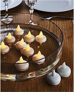 Ravso Water Sensor Battery Operated Waterproof LED Floating Flameless Tealight Candle Plastic (Pack of 24) Table Diya Set