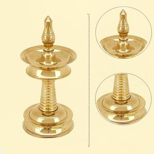 HOIVA Brass Nilavilakku-Kerala | Kuthu Vilakku | Diwali Puja ,Home- 7 inch Decorative Showpiece  -  17 cm