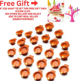 ZURU BUNCH LED Diya with Water Sensor Battery Powered For Temple Office/Home Decoration PTFE (Non-stick) (Pack of 30) Table Diya Set