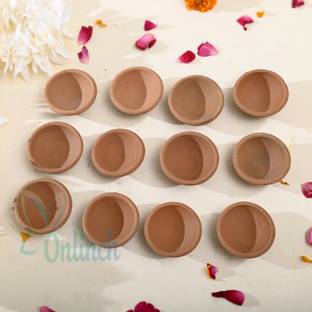BS NATURAL Earthenware (Pack of 12) Table Diya