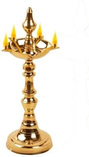 Effigy Onlinehub Kerala Samai Panchmukhi Long Diya, Deepak,Kashi 1 Pcs Brass Table Diya