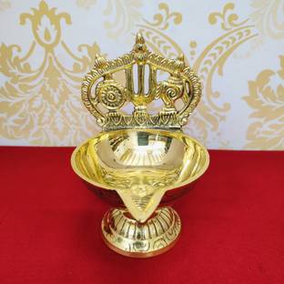 RAMA METAL BRASS SHANKU CHAKARA NAMAM DIYA Brass Table Diya