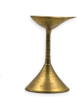 Alodie Pure Brass Puja Diya Stand - Lamp Stand for Pooja Room Brass Table Diya