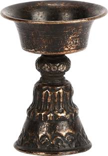 NEW INDIA METAL EMPORIUM Brass Black Antique Finish Incense Stick Holder/Table Decoration Brass Table Diya