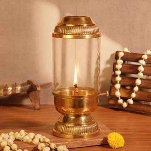 ALTINORA 9 inch 100% Pure Brass Akhand Diya ,Oil Capacity 250 ml Brass Table Diya