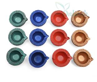 BS NATURAL Earthenware (Pack of 9) Table Diya