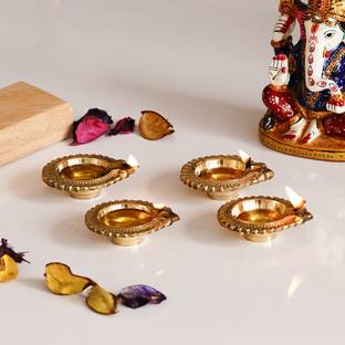 eCraftIndia Pack of 4 Diyas Brass (Pack of 4) Table Diya Set