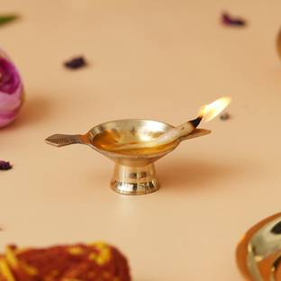 eCraftIndia Traditional Decorative Brass Diya Brass Table Diya