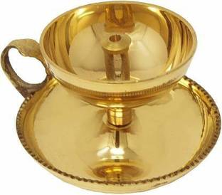 TORPPEZA Handcrafted Pure Brass Oil Lamp Traditional Sampath Diya Brass Table Diya