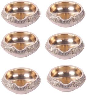 Shivshakti Arts SHIV SHAKTI ARTS Handmade Pure Brass Kuber Diya For Spritual and Pooja Purpose Weight 77 Gram each ::Set Of 6 Brass (Pack of 6) Table Diya Set