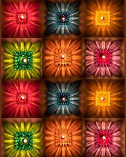 FLASHKITCH 3D Reflection Diya|Diwali Decoration Transparent Multicolor Water Reflections Plastic 12 - Cup Candle Holder