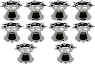 upalabdh Diyas Used for Any Festival Diwali Ganesh Festival Lightening of Home Stainless Steel (Pack of 10) Table Diya