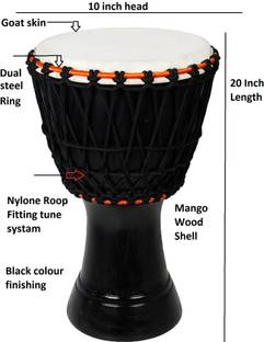 GT manufacturers Musical Djembe Black 10" Djembe