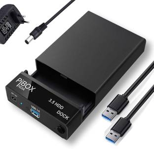 pibox india *DOCK - D6419E* Hard Drive Enclosure - USB 3.0 External Hard Drive Docking Station for 3.5/2.5 Inch SATA Hard Drive/SSD with 16 TB+, Tool-Free HDD Enclosure with 12A Power Supply UASP Acceleration