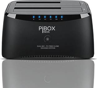 pibox india Dual Bay USB 3.0 to SATA I, II, III Hard Drive Docking Station Upto 12TB for 2.5 or 3.5in HDD, SSD with Hard Drive Duplicator Offline Clone