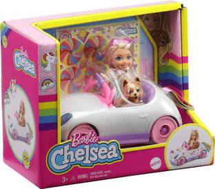 BARBIE Club Chelsea™ Doll (6-inch Blonde) with Open-Top Rainbow Unicorn-Themed Car