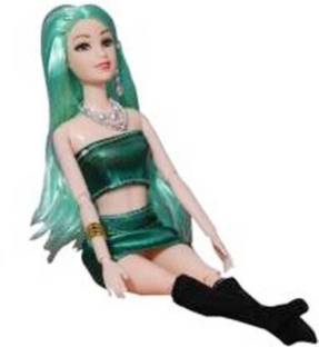 Tenmar Fashion Girl Doll | Doll Toy for Kids | Foldable and Movable Doll GREEN_DOLL_4