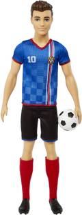 BARBIE Ken Soccer Doll, Cropped Hair, #10 Uniform, Soccer Ball, Cleats, Socks, 3 & Up
