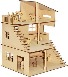 clt Wooden Doll House for Girls And Boys with Furniture, Dollhouse (85 Pieces)