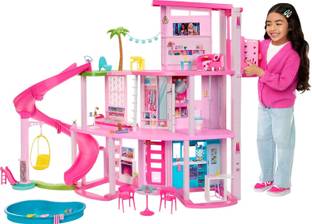 BARBIE Dreamhouse, Pool Party Doll House with 75+ Pieces and 3-Story Slide