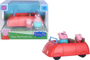 Peppa Pig Peppa's Family Red Car with Sound Effects, Preschool Toys for Unisex Aged 3+