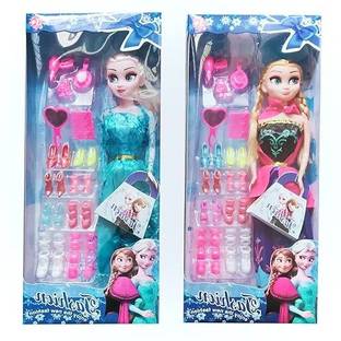 शशिकिरण Frozen Anna elsa Doll Set with Baby Doll and Dresses and Accessories pack of 2