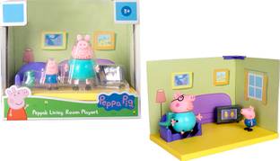 Peppa Pig Living Room Themed Preschool Toy with Daddy Pig and George, Unisex Aged 3+