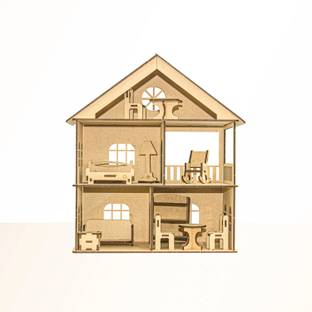 CLAAP 3D Wooden Doll House with Furniture Construction Kit