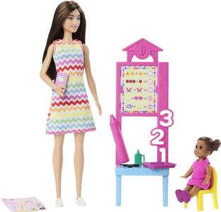 BARBIE Teacher Doll with Brunette Fashion Doll, 1 Toddler Doll, & Teaching Accessories
