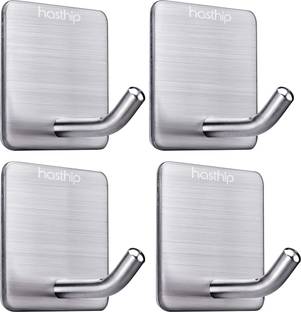 SUPVOX 4 Packs Stainless Steel Self Adhesive Heavy Duty Stick on Towel Wall Sticky Hooks for Hanging Bathroom Home Kitchen Door Hanger