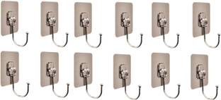 Sokmak 12PC SelfAdhesive Wall Mounted Super Heavy Magic Sticky Golden Kadi Sticker Hook Door Hanger