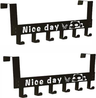 Vaisag House 1st choice Drilling free Door Mount Cloth Hanger, Over door hook) Black Towel Holder