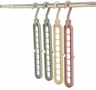 heet Multi-Function Anti Skid Plastic Hanger with 9 Loops Space Saver Plastic Door Hanger