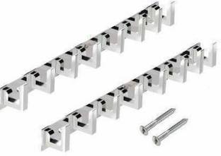 Bizaar Stainless Steel 8 Pin L Cloth Hooks Hanger Hanging Key,Clothes,Towel (Pack Of 2) Door Hanger