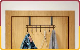 Suprita Drill Free Over the Door Hanger with 7 Hooks for Clothes, Kitchen Accessories Door Hanger