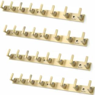 GLOXY 8 Hooks Stainless Steel Wall Mount Hanger for Hanging Clothes- Antique,(4 Pcs) Door Hanger