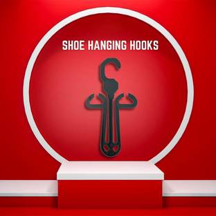 GTB LITE MORE 2 Plastic Shoe & Slipper Hanger Hook | Display Hook (Black) - 25 Pack Door Hanger