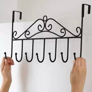 Hojo Over The Door Hook Hanger with 7 Hooks Hanging Metal Rack Organizer for Clothes Door Hanger