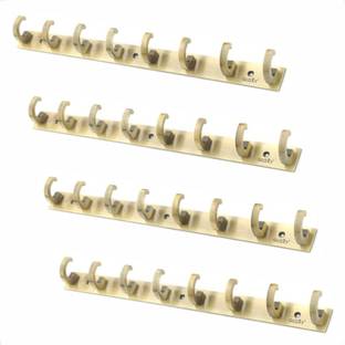 GLOXY 8 Hooks Stainless Steel Wall Mount Hanger for Hanging Clothes- Antique Pack of 4 Door Hanger